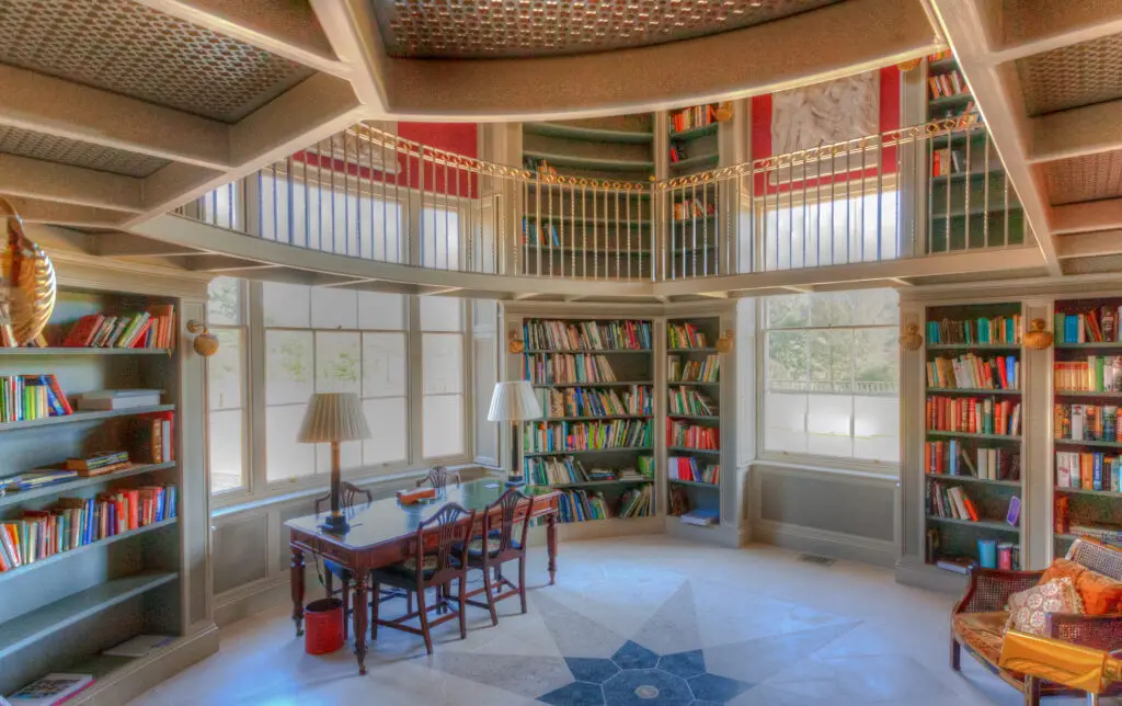 Interior of a private library in Dorset